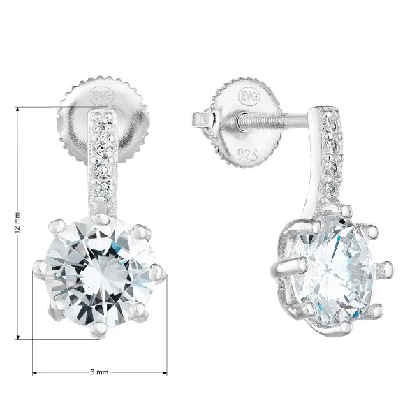 Strieborné visiace náušnice so zirkónom v bielej farbe 11279.1