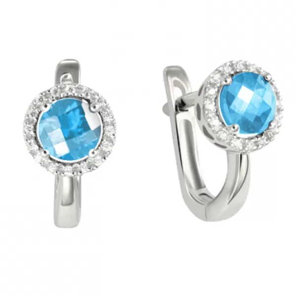 Náušnice z bieleho zlata s diamantmi a topazom GKW47232TPZ