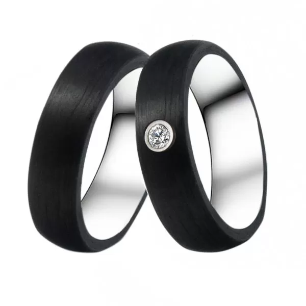 Oceľové snubné prstene s karbónom SC-88003