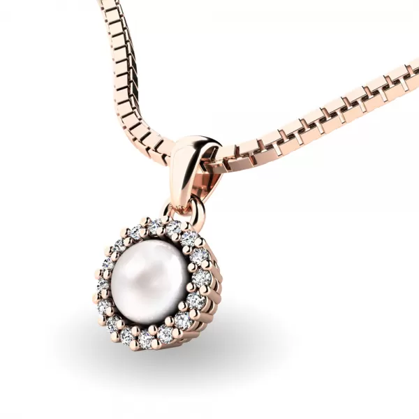 Dámsky prívesok prírodný diamant 0,080 ct perla 10931-CV-FW-DIA