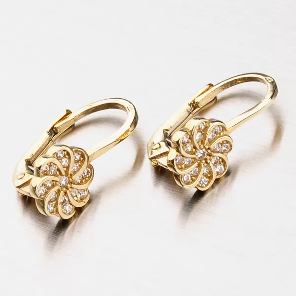 Dámske náušnice žlté zlato 585 zirkón 42-32023