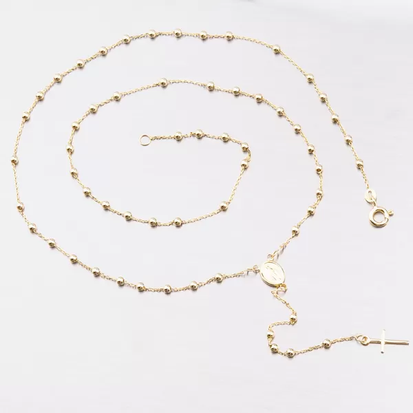 Dámsky náhrdelník žlté zlato 585 ruženec 15-015