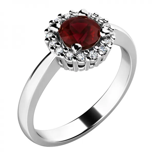 Dámsky prsteň prírodný diamant 0,50 ct G/SI granát a diamanty 10924-B-GRA