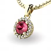 Dámsky prívesok prírodný diamant 0,50 ct G/SI s turmalínom 10927-ZL-TUR