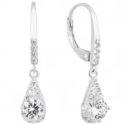 Strieborné náušnice visiace so zirkónom biela slza 11305.1