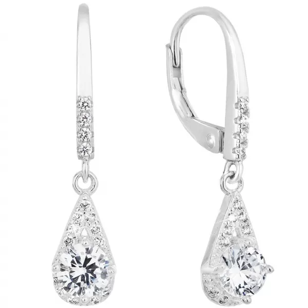 Strieborné náušnice visiace so zirkónom biela slza 11305.1