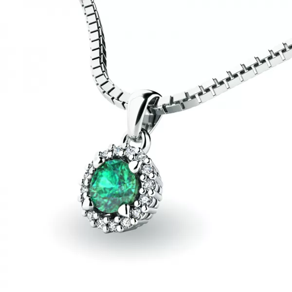 Dámsky prívesok prírodný diamant 0,50 ct G/SI so smaragdom 10927-B-SMAR