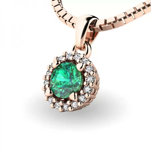 Dámsky prívesok prírodný diamant 0,50 ct G/SI so smaragdom 10927-B-SMAR