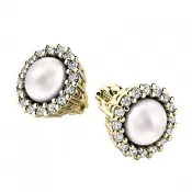 Perlové náušnice s diamantmi 10930-ZL-DIA-FW