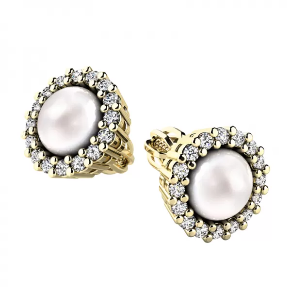 Perlové náušnice s diamantmi 10930-ZL-DIA-FW
