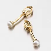 Dámske náušnice žlté zlato 585 perly prírodnou 42-31560