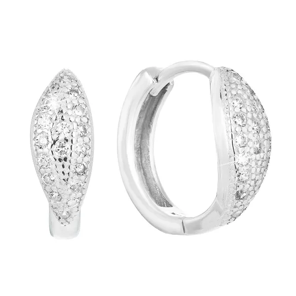 Strieborné náušnice Kruhy so zirkónom v bielej farbe 11318.1