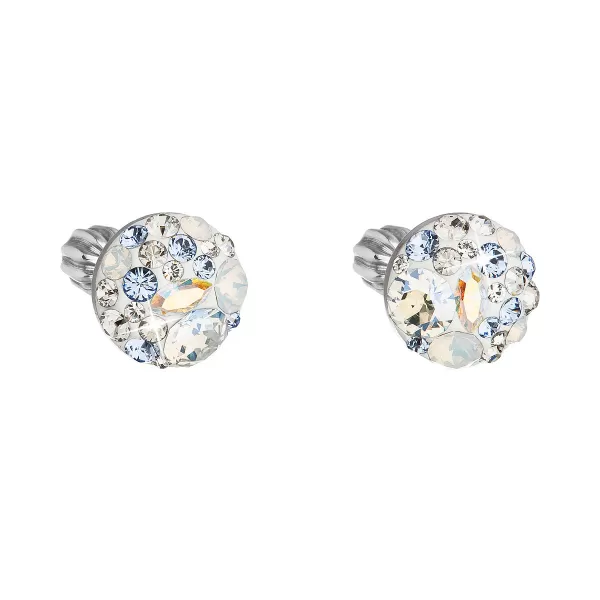 Strieborné náušnice pecka s kryštálmi Swarovski modré okrúhle 31336.3 light sapphire