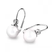 Dámske náušnice biele zlato 585/1000 prírodný diamant 0,054 ct perla 10868B-DIA