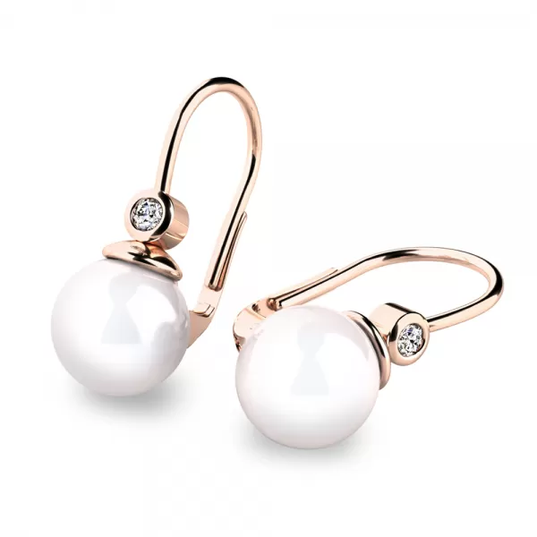 Náušnice s perlou a diamantmi 10868CV-DIA