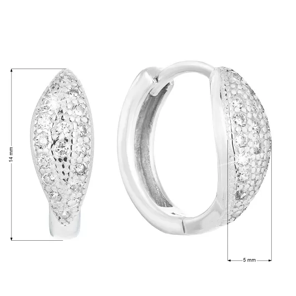 Strieborné náušnice Kruhy so zirkónom v bielej farbe 11318.1