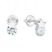 Strieborné napichovacie náušnice so zirkónovou bielou hviezdou 11267.1
