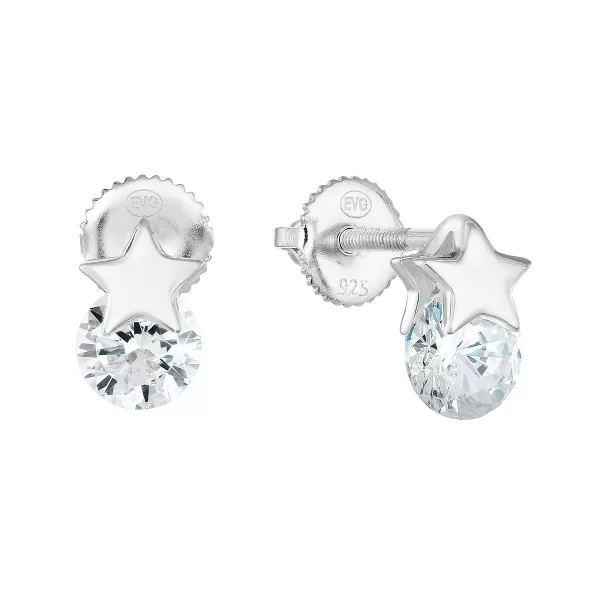 Strieborné napichovacie náušnice so zirkónovou bielou hviezdou 11267.1