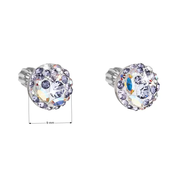 Strieborné náušnice pecka s kryštálmi Swarovski fialové okrúhle 31336.3 violet