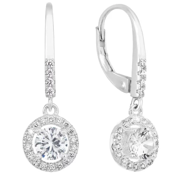 Strieborné náušnice visiace so zirkónom biele okrúhle 11300.1