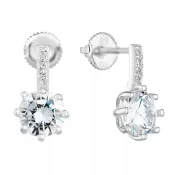 Strieborné visiace náušnice so zirkónom v bielej farbe 11279.1