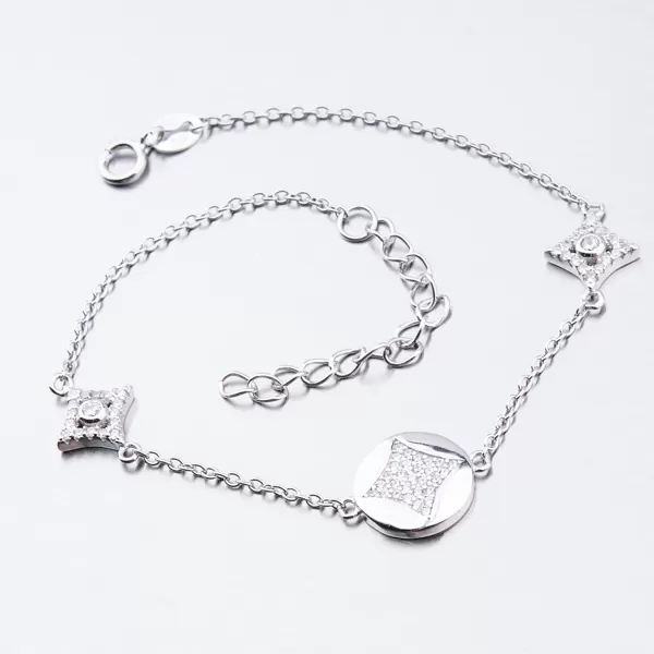 Strieborný náramok so zirkónmi BST-14337