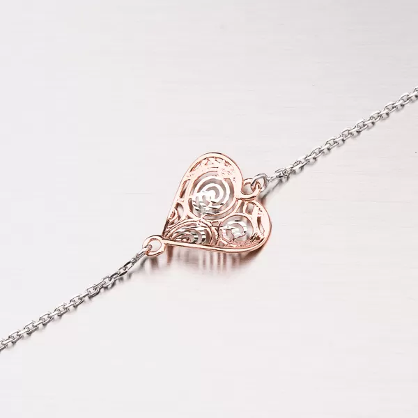 Strieborný náramok so pozláteným srdiečkom 92003043-56-SLX