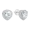 Strieborné náušnice pecka so zirkónom biele srdce 11276.1