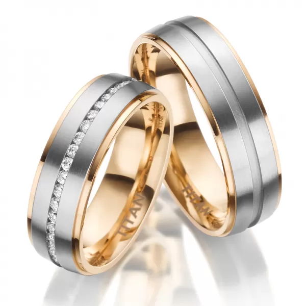 Svadobné obrúčky titán zirkón pozlátené pozlátené SP-TI-023