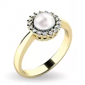 Perlový prsteň s diamantmi 10928-ZL