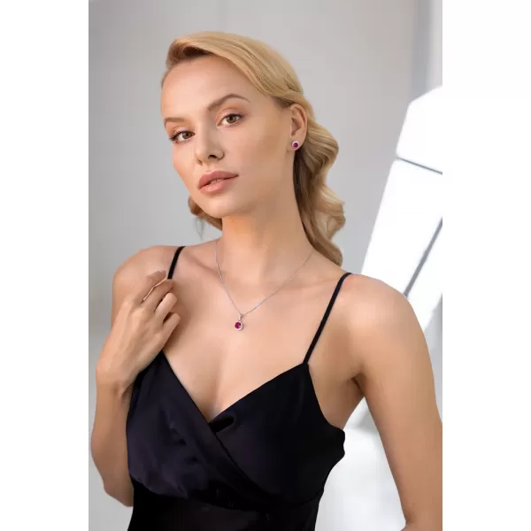 Súprava šperkov s kryštálmi Swarovski náušnice a prívesok ružové okrúhle 39352.3 fuchsia