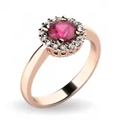 Dámsky prsteň prírodný diamant 0,50 ct G/SI rubín a diamanty 10924-CV-RUB