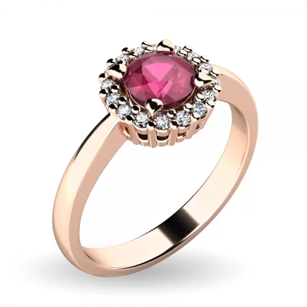 Dámsky prsteň prírodný diamant 0,50 ct G/SI rubín a diamanty 10924-CV-RUB