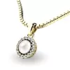Dámsky prívesok žlté zlato 585/1000 prírodný diamant 0,080 ct perla 10931-ZL-FW-DIA