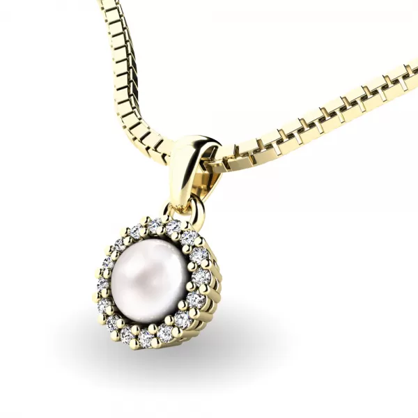 Dámsky prívesok žlté zlato 585/1000 prírodný diamant 0,080 ct perla 10931-ZL-FW-DIA