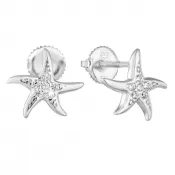 Strieborné napichovacie náušnice so zirkónovou bielou hviezdou 11292.1