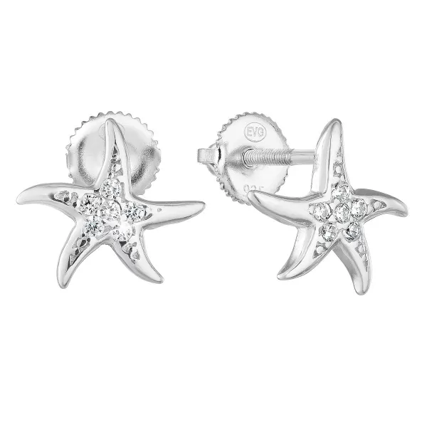 Strieborné napichovacie náušnice so zirkónovou bielou hviezdou 11292.1