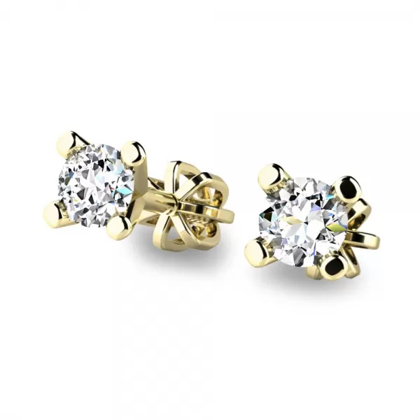 Dámske náušnice žlté zlato 585/1000 prírodný diamant 0,150 ct G/SI 10832-ZL-DIA
