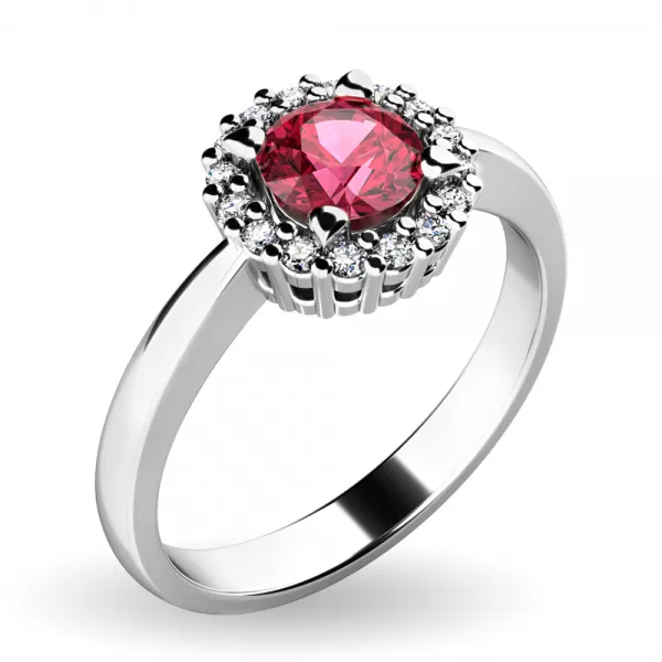 Dámsky prsteň biele zlato 585/1000 prírodný diamant 0,50 ct G/SI turmalín a diamanty 10924-B-TUR