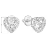 Strieborné náušnice pecka so zirkónom biele srdce 11288.1