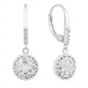 Strieborné náušnice visiace so zirkónom biele okrúhle 11302.1
