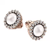 Perlové náušnice s briliantmi 10930-CV-DIA-FW