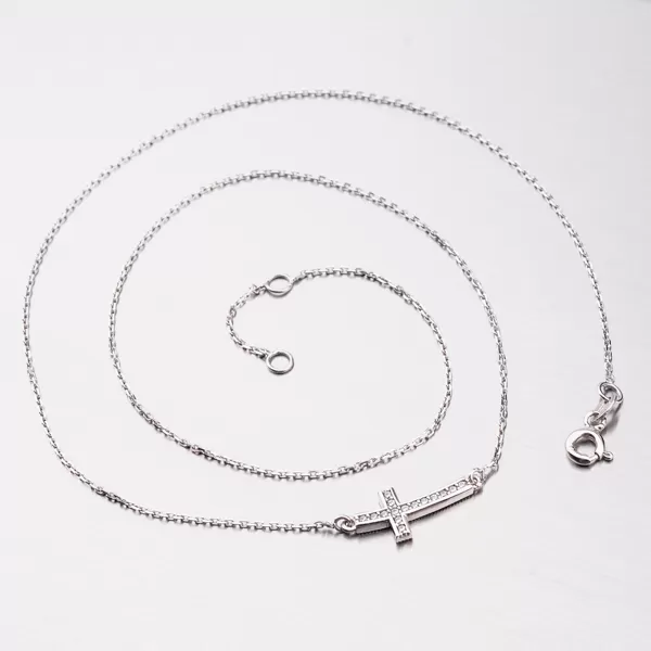 Dámsky náhrdelník biele zlato 585 zirkón 15-016