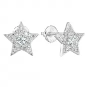 Strieborné napichovacie náušnice so zirkónovou bielou hviezdou 11282.1