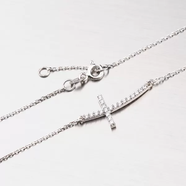 Dámsky náhrdelník biele zlato 585 zirkón 15-017