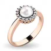 Perlový prsteň s diamantmi 10928-CV