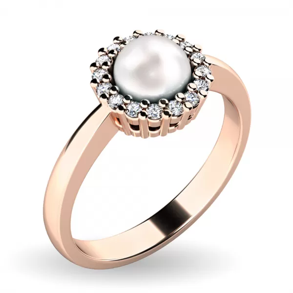 Perlový prsteň s diamantmi 10928-CV