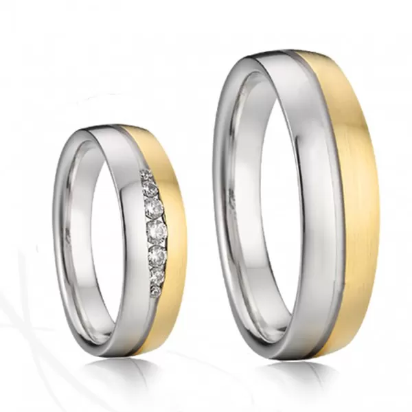 Oceľové snubné prstene so zlátením SP-7042