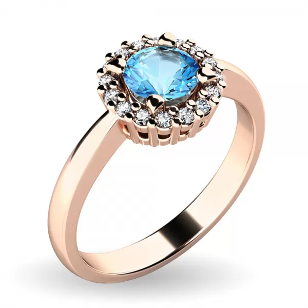 Dámsky prsteň prírodný diamant 0,50 ct G/SI topaz a diamanty 10924-CV-TPZ