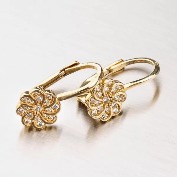 Dámske náušnice žlté zlato 585 zirkón 42-32023